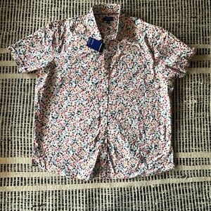 Apt.9 Size 2XL White Pink and blue button up Mens shirt NWT